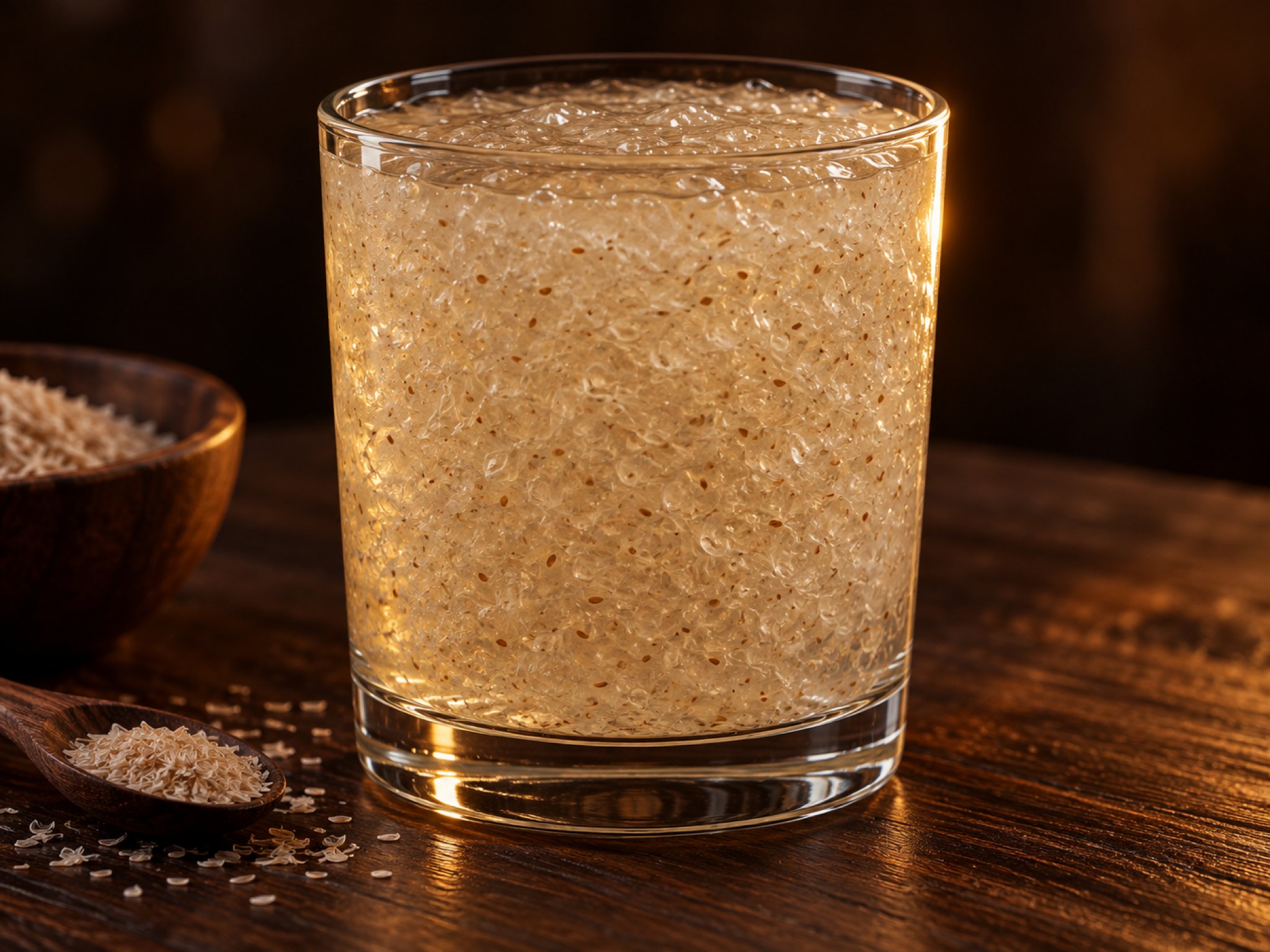 Psyllium gel in a glass